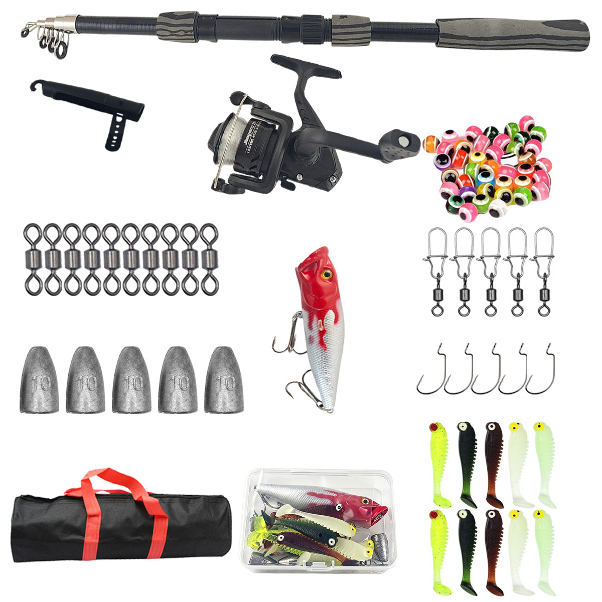 Fishing Lure Spinner - Kit de caña de pescar telescópica